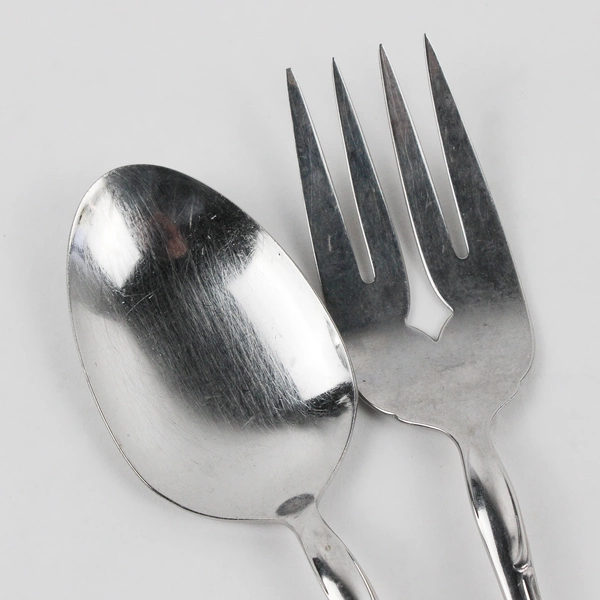 Lot Of 2 Oneida Silver Whispering Sand (Stainless) Flatware Serving Spoon & Fork