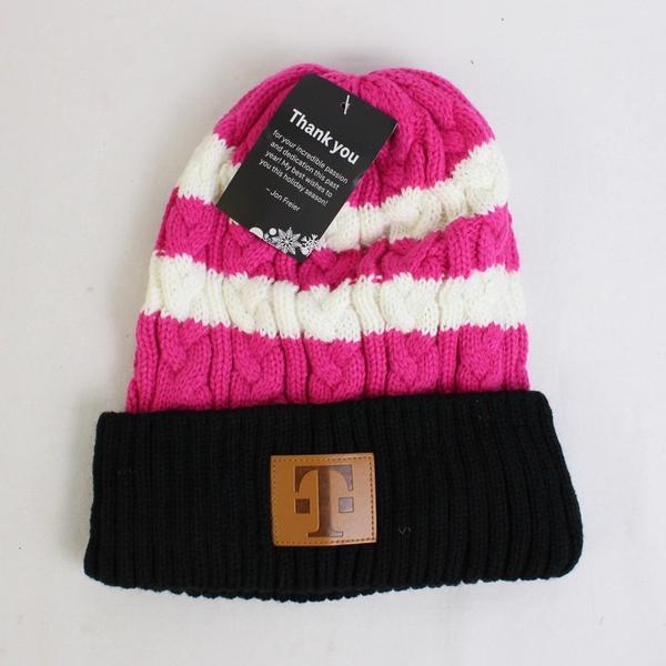 T-Mobile Tuesdays Magenta and Black Knit Winter Scarf and Beanie Set