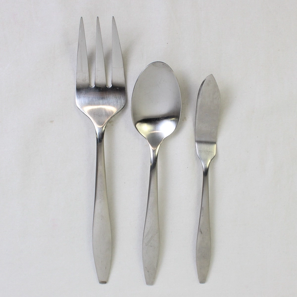 Lot Of 3 Oneida Silver Jasmine (Stainless) Flatware Serving Fork Spoon Knife