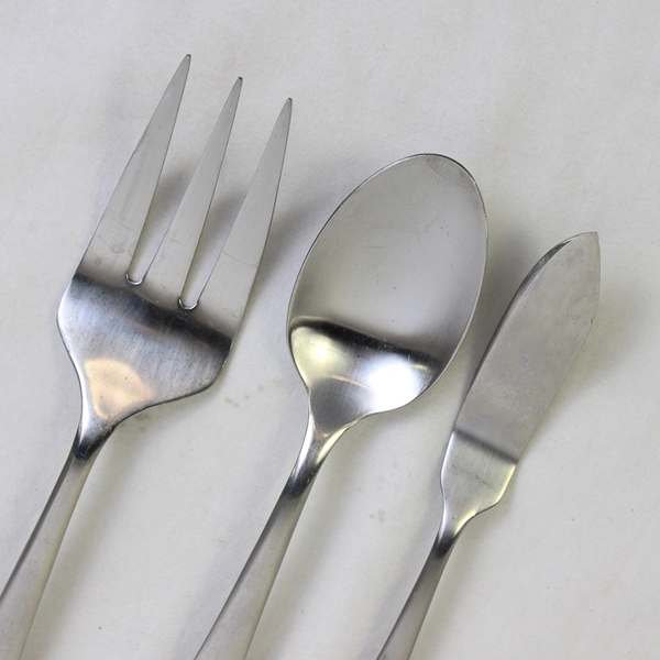 Lot Of 3 Oneida Silver Jasmine (Stainless) Flatware Serving Fork Spoon Knife