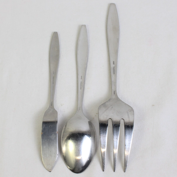 Lot Of 3 Oneida Silver Jasmine (Stainless) Flatware Serving Fork Spoon Knife