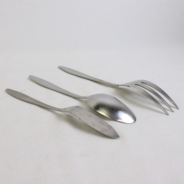 Lot Of 3 Oneida Silver Jasmine (Stainless) Flatware Serving Fork Spoon Knife