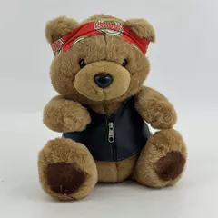 1998 Harley Davidson Christmas Brown Plush Teddy Bear With Bandana 10"