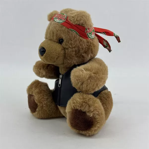 1998 Harley Davidson Christmas Brown Plush Teddy Bear With Bandana 10"