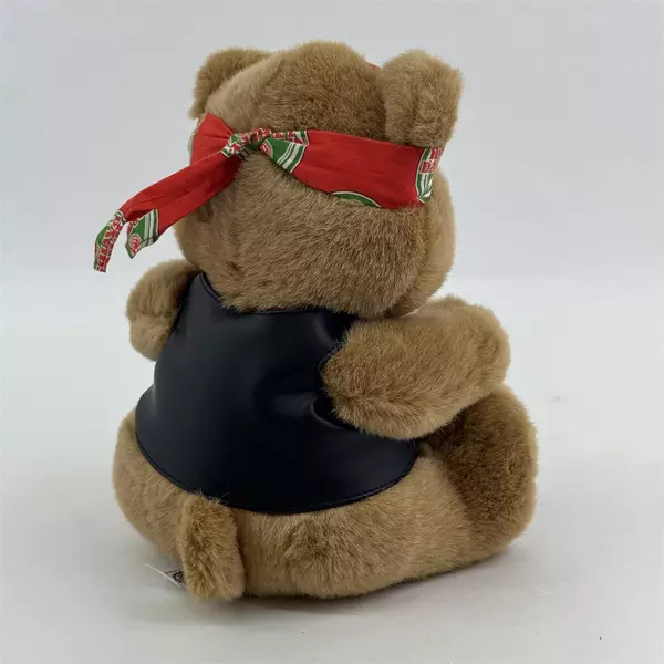 1998 Harley Davidson Christmas Brown Plush Teddy Bear With Bandana 10"