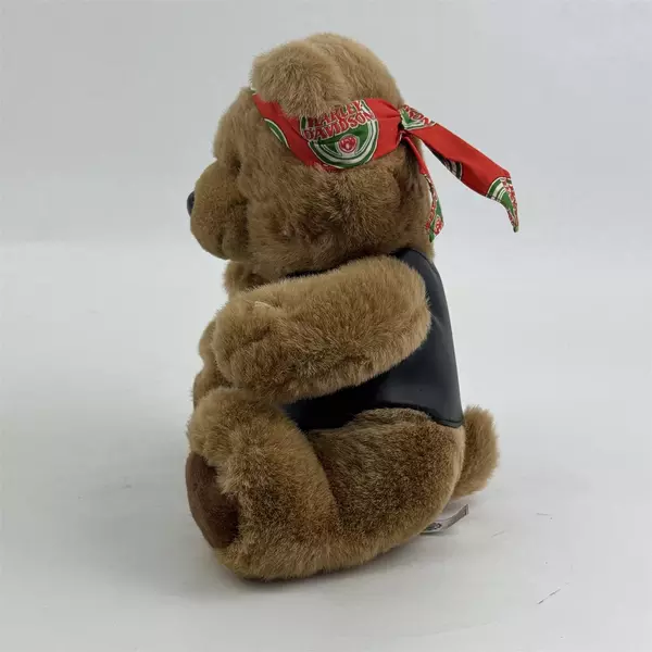 1998 Harley Davidson Christmas Brown Plush Teddy Bear With Bandana 10"