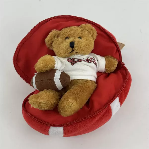 Nebraska Huskers 7" Plush Football Pouch Zippered With Teddy Bear Cornhuskers