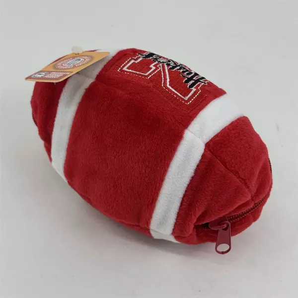 Nebraska Huskers 7" Plush Football Pouch Zippered With Teddy Bear Cornhuskers