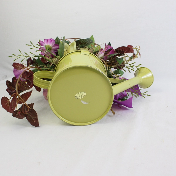 Artificial Springtime Flower Arrangement in Watering Can Seasonal Decor 14"