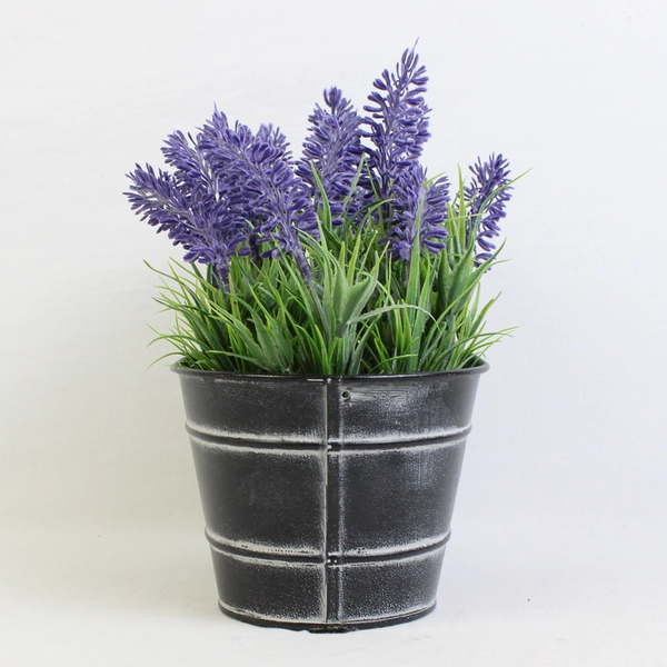 Rustic Artificial Potted Lavender Plant Seasonal Springtime Decor 8"