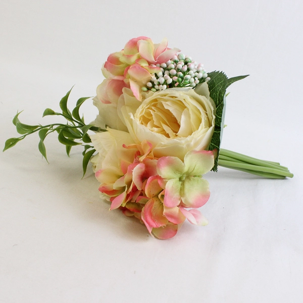 Lot of 3 Springtime Decorative Artificial Flower Bouquets White Yellow Pink