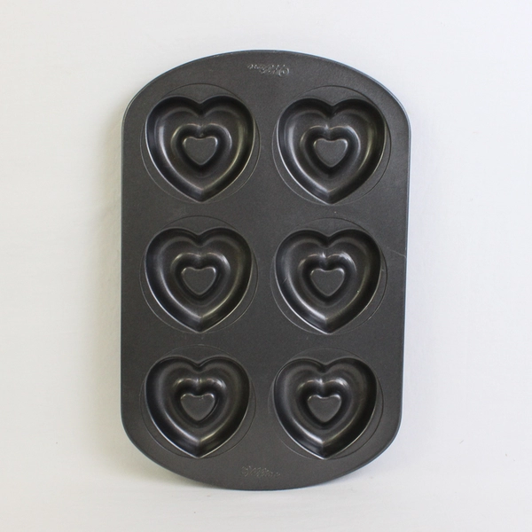 Wilton Non-Stick 6-Cavity Heart-Shaped Donut Baking Pan 8" x 12-1/2"