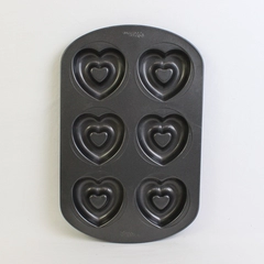 Wilton Non-Stick 6-Cavity Heart-Shaped Donut Baking Pan 8" x 12-1/2"