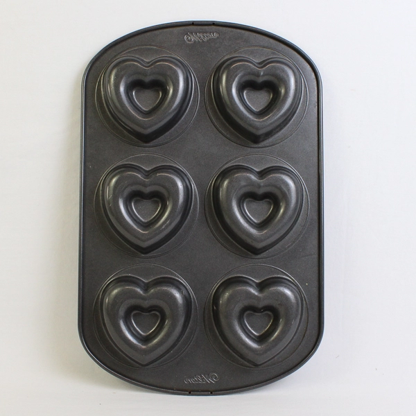 Wilton Non-Stick 6-Cavity Heart-Shaped Donut Baking Pan 8" x 12-1/2"