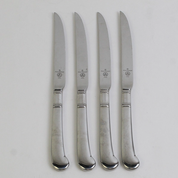 Lot of 4 Pfaltzgraff PFF33 Pattern 18/8 SS Pistol Handle Steak Knives 9" Rare