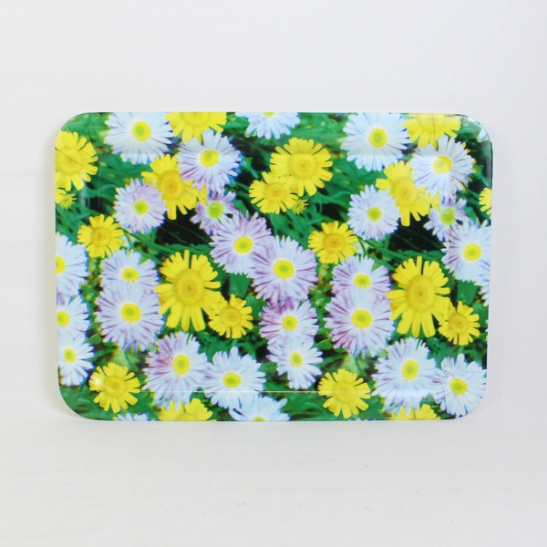 Yellow and Blue Daisy Melamine Tray 11.5" x 16"