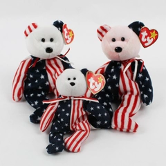Lot Of 3 TY Beanie Babies Spangle 1999 Red/White/Blue Bear Plush With Tag