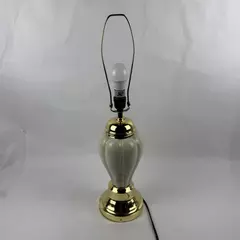 Hollywood Regency Style White Ceramic Table Lamp Gold Accent 26"