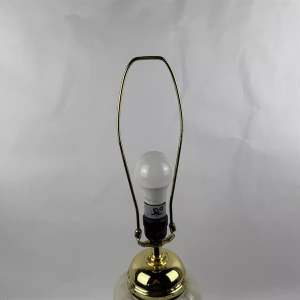 Hollywood Regency Style White Ceramic Table Lamp Gold Accent 26"