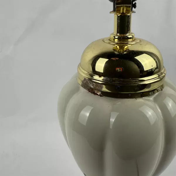 Hollywood Regency Style White Ceramic Table Lamp Gold Accent 26"