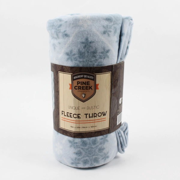 Pine Creek Fleece Throw Blanket Blue Snowflake Pattern 46" x 63"