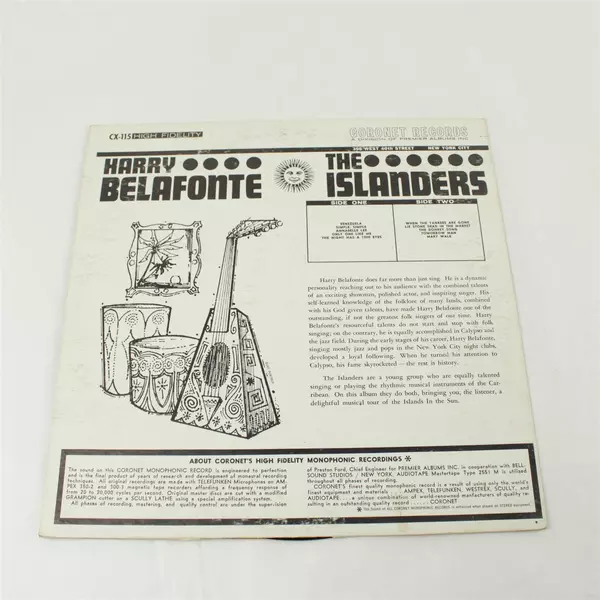 Harry Belafonte Sings Five Early Songs LP Vinyl Record Album 