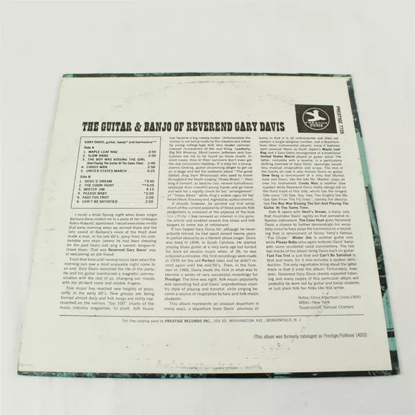 The Guitar & Banjo of Reverend Gary Davis Vinyl LP Vintage