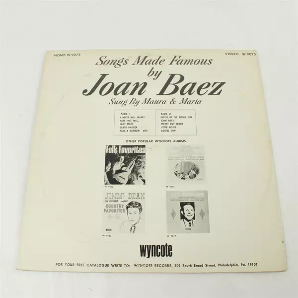 Songs Made Famous By Joan Baez Vintage Vinyl LP Record 