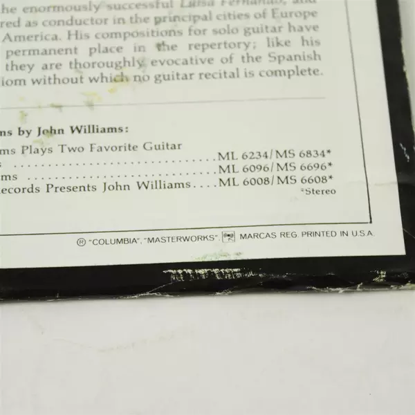 John Williams More Virtuoso Music for Guitar Classical Vinyl LP