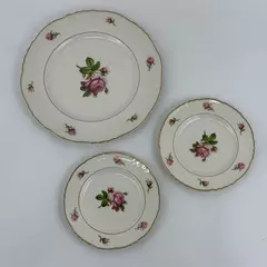 Lot Of 3 Syracuse Victoria Pattern 2 Bread Plate & 1 Dinner Plate W/ Gold Trim