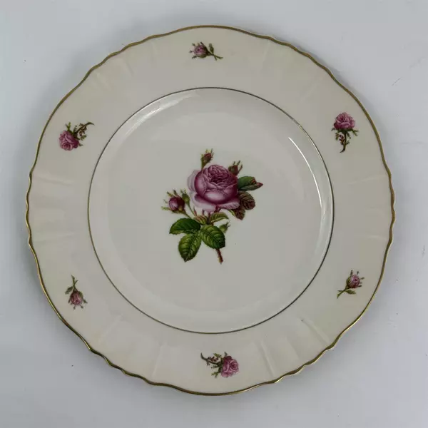 Lot Of 3 Syracuse Victoria Pattern 2 Bread Plate & 1 Dinner Plate W/ Gold Trim