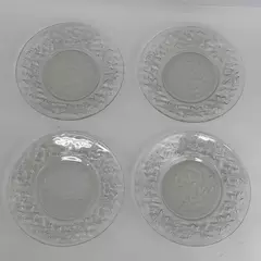 Lot Of 4 Princess House Fantasia Pattern Clear Glass Plates Luncheon Plates