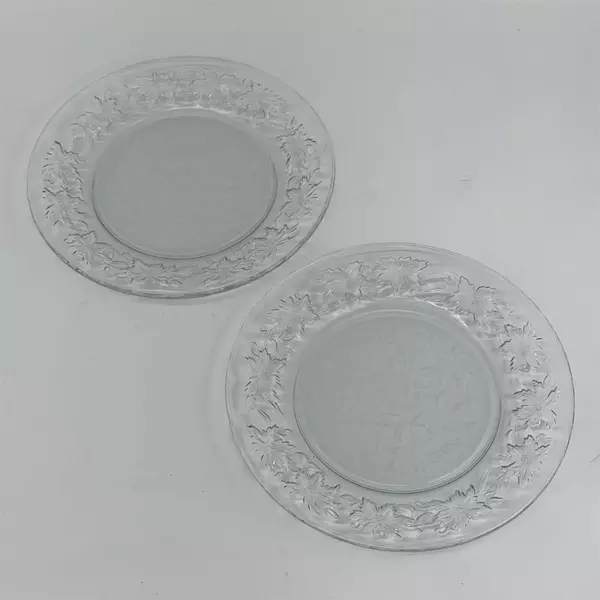 Lot Of 2 Princess House Fantasia Pattern Clear Glass Plates Dinner Plates