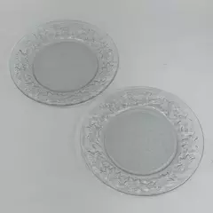 Lot Of 2 Princess House Fantasia Pattern Clear Glass Plates Dinner Plates