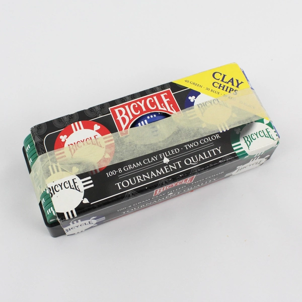 2 Boxes Of 100 Bicycle Tournament Quality Poker Chips Clay Filled 8 Gram 