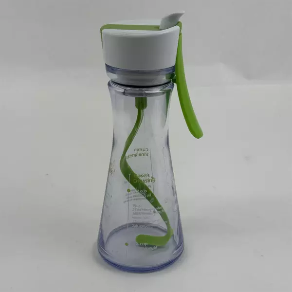 Chef'n Dressing Pour Jar Measurements Recipes Lid Green White Clear Glass