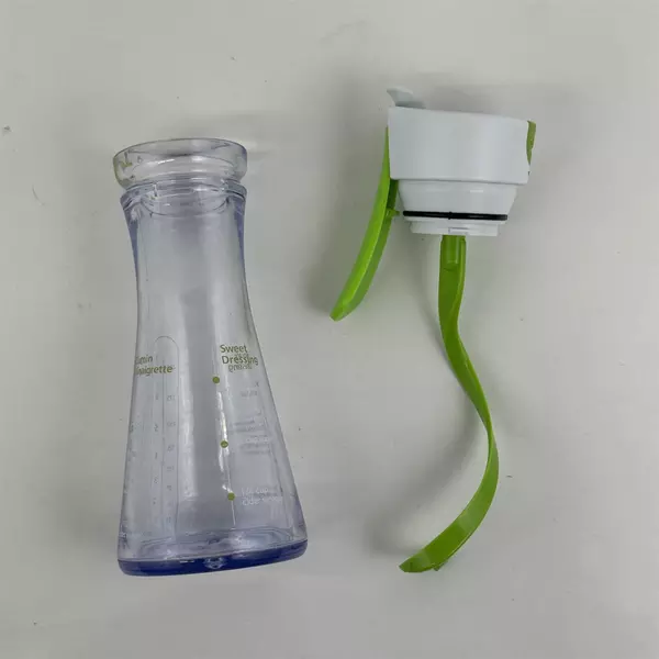 Chef'n Dressing Pour Jar Measurements Recipes Lid Green White Clear Glass