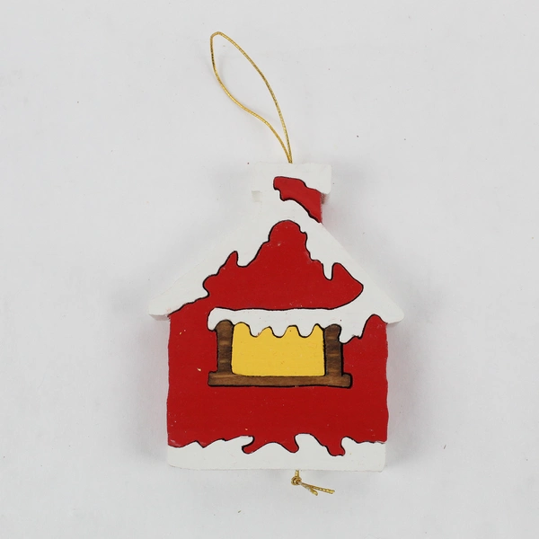 Set of 7 Wood House Puzzle Christmas Ornaments