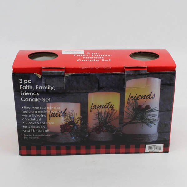 Gift Essentials Battery Operated Christmas Candle Set Faith Family Friends