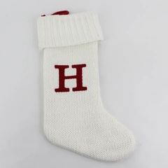 Wondershop 17.5" White Knit Christmas Stocking Monogram Red Letter "H" 