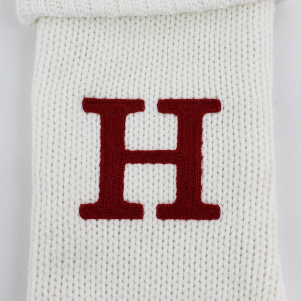 Wondershop 17.5" White Knit Christmas Stocking Monogram Red Letter "H" 
