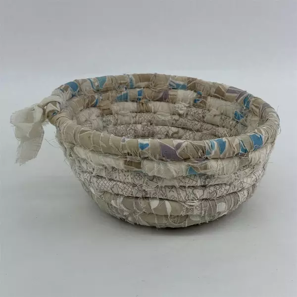 Vintage Woven Coiled  Fabric Basket 10"