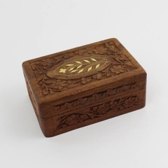Vintage Hand Carved Wooden Jewelry Trinket Box  Made In India 6x4