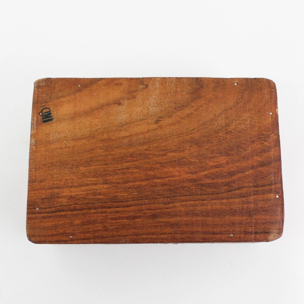 Vintage Hand Carved Wooden Jewelry Trinket Box  Made In India 6x4