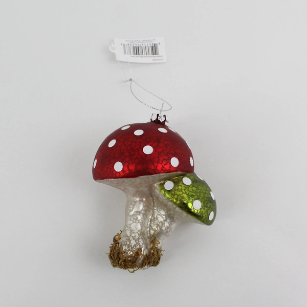 Transpac  Handcrafted Mercury Glass  Mushroom Christmas Ornament 4.5"