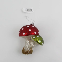 Transpac  Handcrafted Mercury Glass  Mushroom Christmas Ornament 4.5"