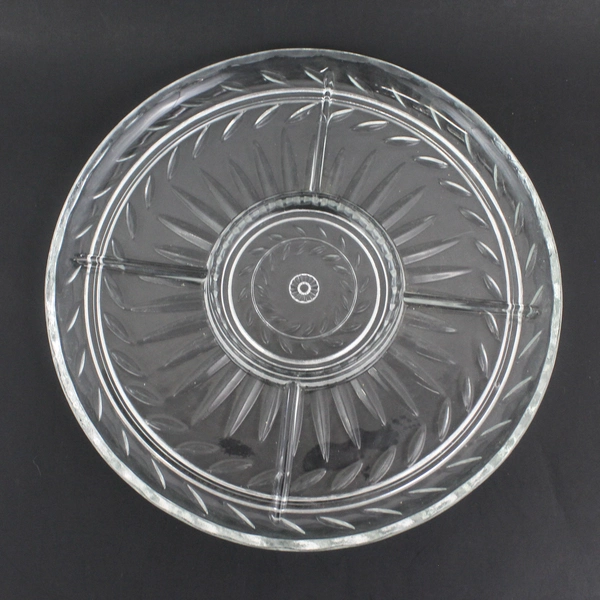 Vintage Indiana Glass Laurel Pattern Clear Divided 5 Section Platter 13.5"