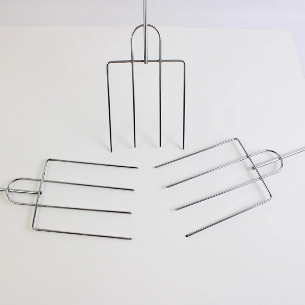 Set of 3 Four-Prong Campfire Roasting Forks with Wooden Handles for Marshmallows