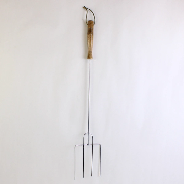 Set of 3 Four-Prong Campfire Roasting Forks with Wooden Handles for Marshmallows