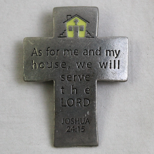 Metal Cross Refrigerator Magnet Religious As For Me Joshua 24:15  Bob Siemon